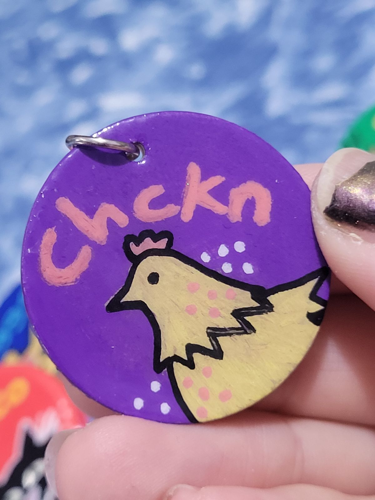 Chckn Cute minimalist cartoon chicken, with 'Chckn' written above.